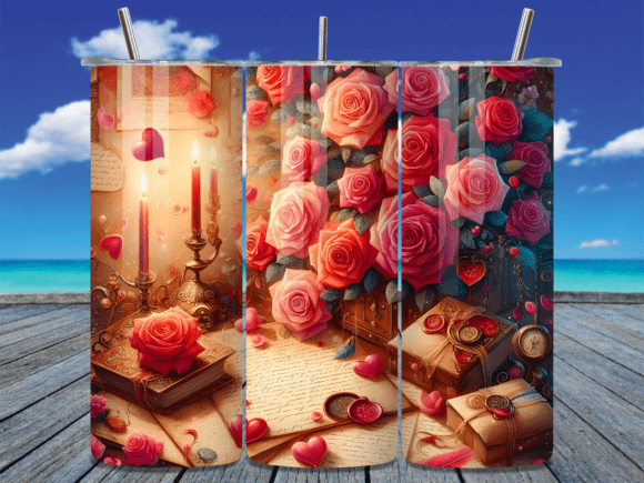 Download Vintage Rose Candle Letters Tumbler Wrap - Letter Collection