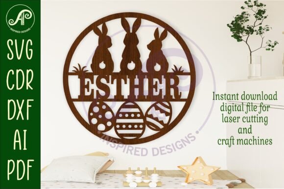 Download 3 Easter Bunnies Name Wall Art Sign, SVG - Premium Resources